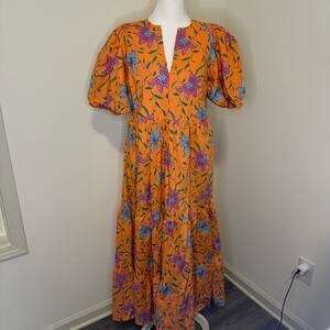 Hyacinth House Orange Multi Floral Cisco Maxi Dress | XS | NWT